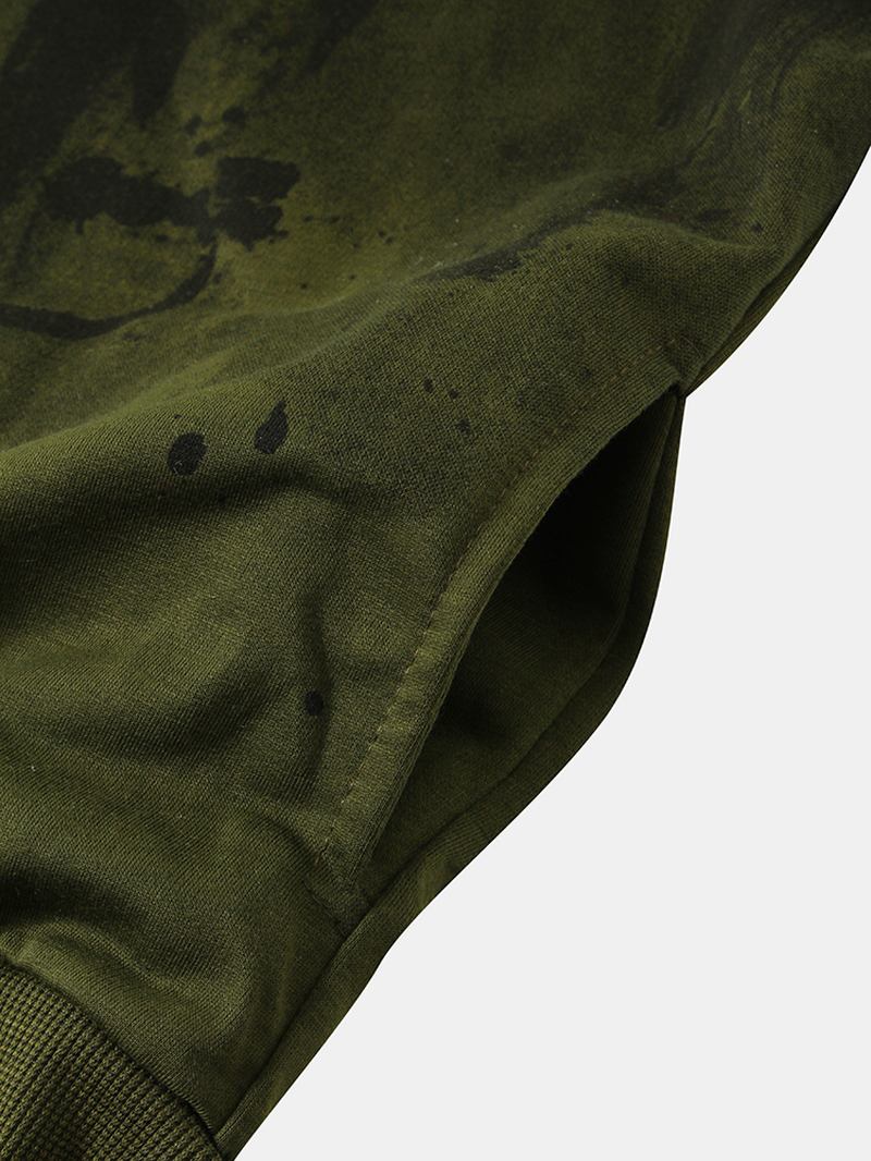 Hoodiejacka Med Dragkedja För Herr Med Bläckmönster För Män Och Sidficka
