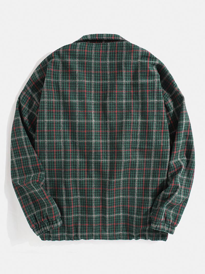 Långärmad Långärmad Jacka I Vintage Rutigt Lapel För Män Med Ficka