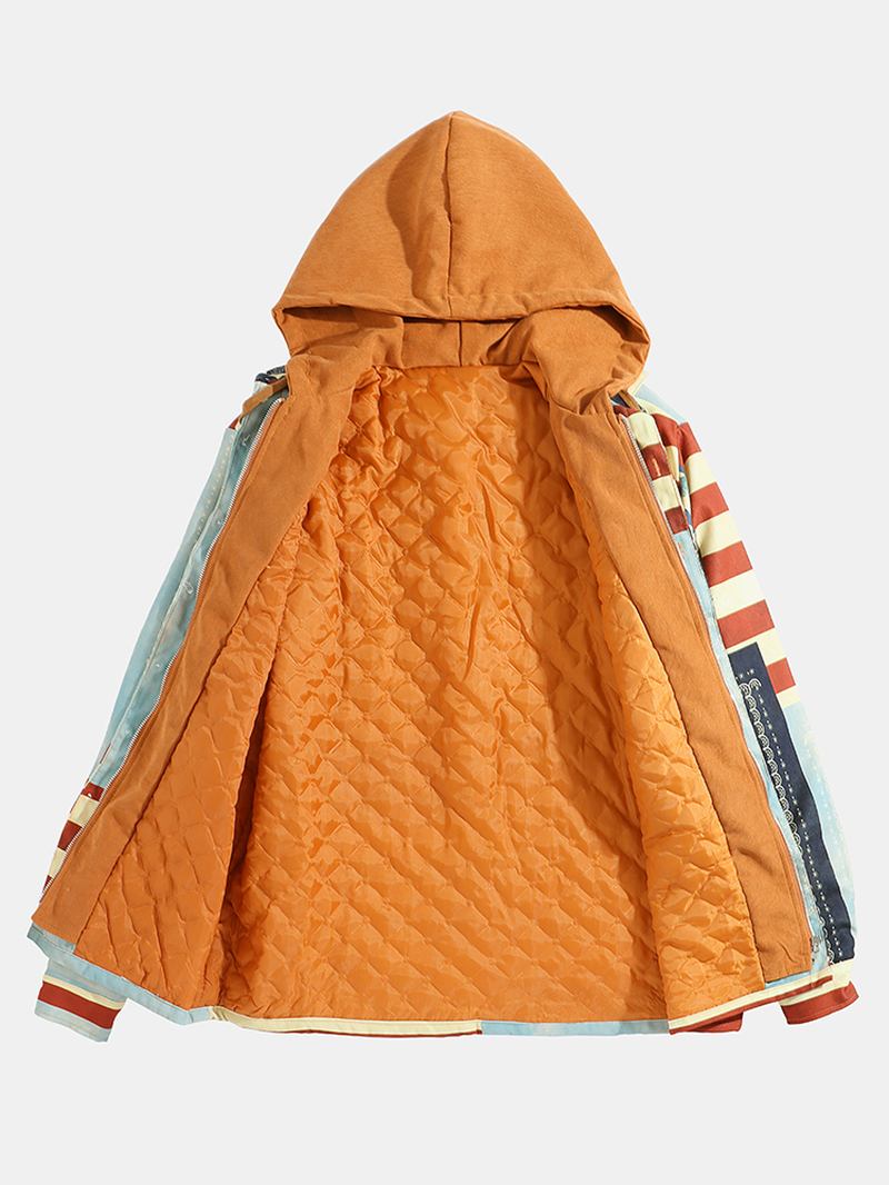 Män Etnisk Stil Med Tryck Stripe Vintage Hood Shirt Jacka