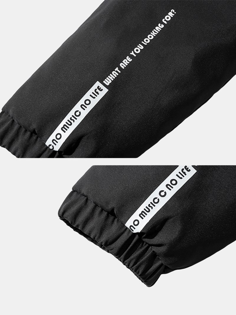 Män Letter Text Med Tryck Zip Front Dragstring Fåll Jacka Jackor Med Ficka