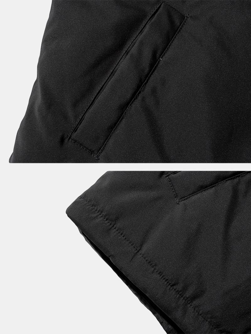 Män Letter Text Med Tryck Zip Front Dragstring Fåll Jacka Jackor Med Ficka
