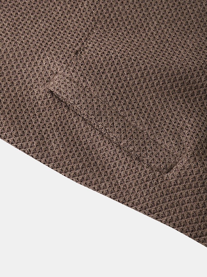Män Textur Enfärgad Baseball Cardigans Med Dubbla Fickor