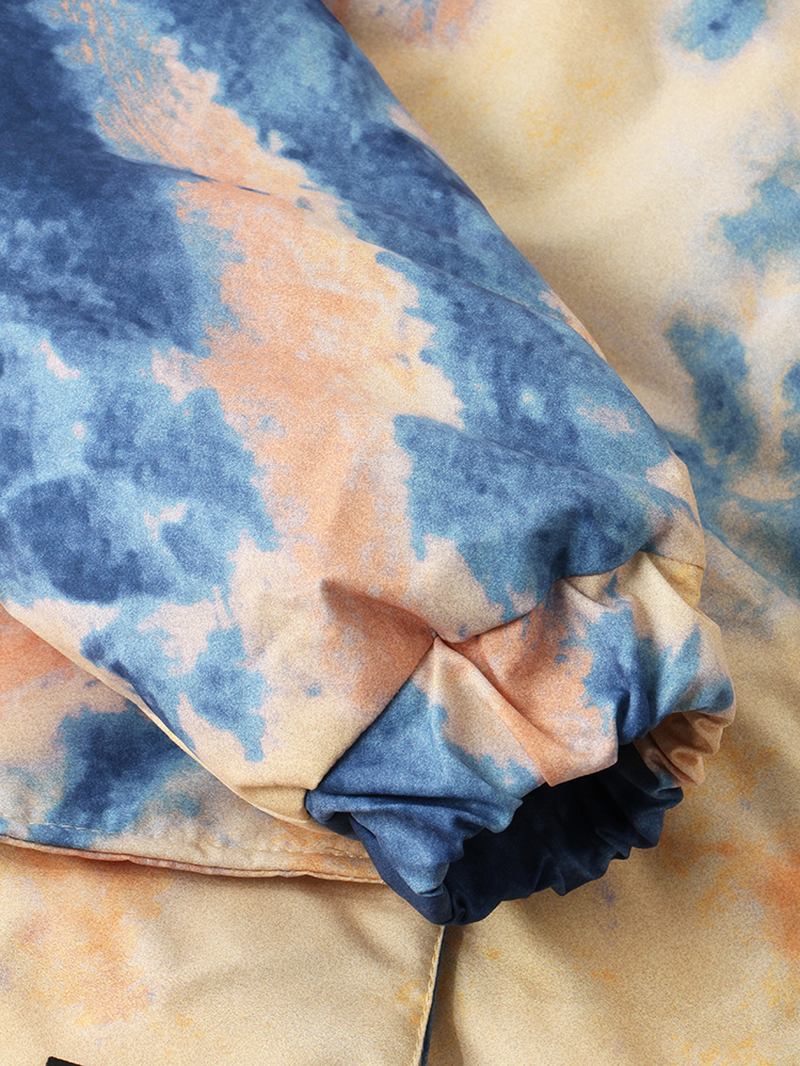 Man Tie-dye Dubbla Flikfickor Dragkedja Tjock Lös Huvjacka