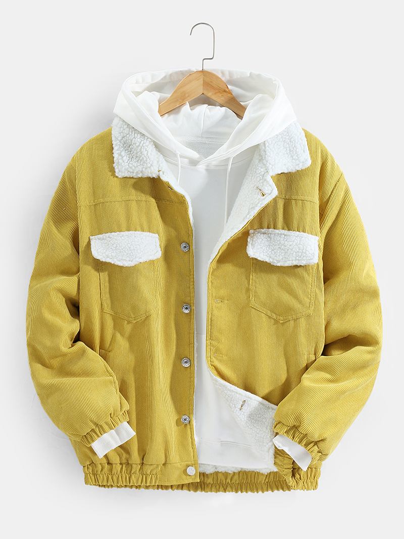 Manchester Multi Pocket Button Up Warm Shearling Fodrad Jacka