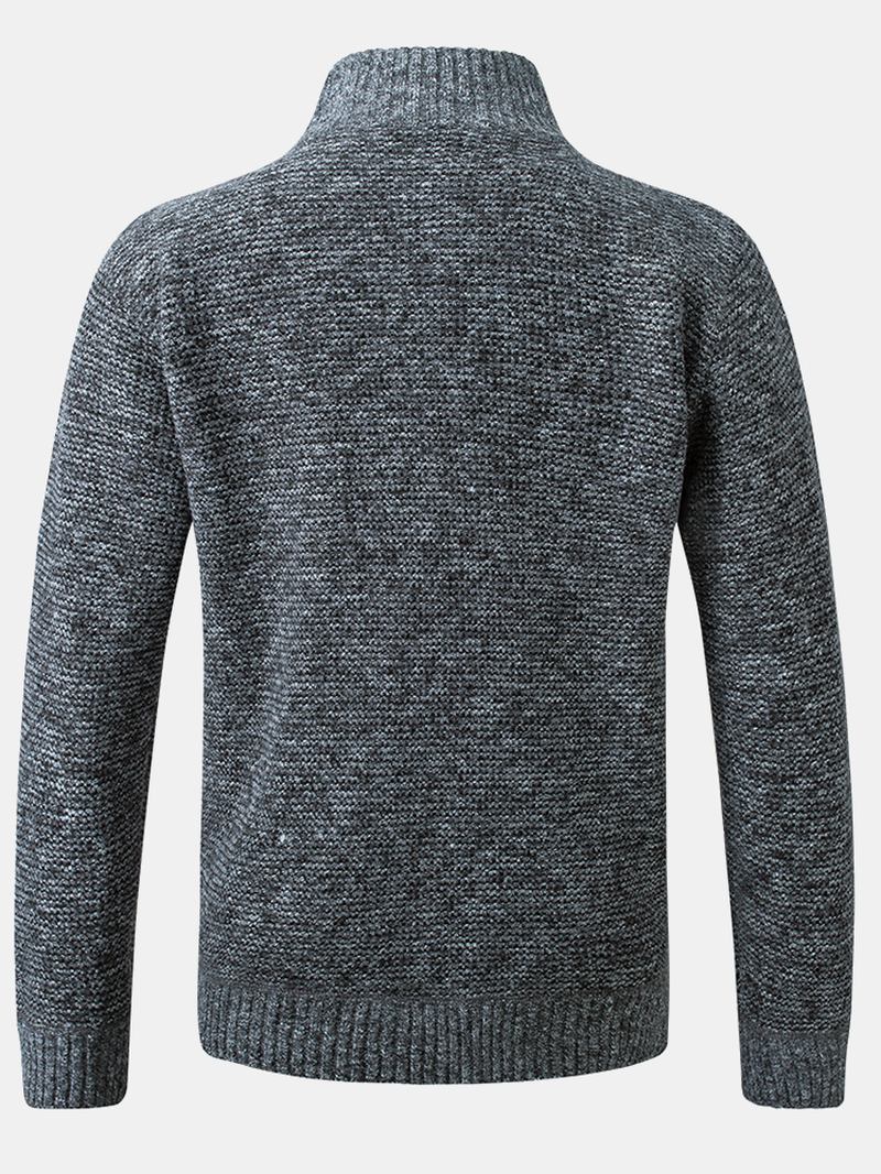 Warm Patchwork Långärmad Dragkedja För Män Stickad Tjock Jacka Med Ficka