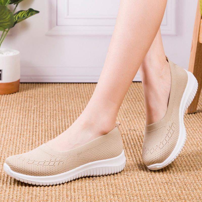 Dam Mesh Andas Lätt Slip On Lazy Casual Flat Walking Shoes