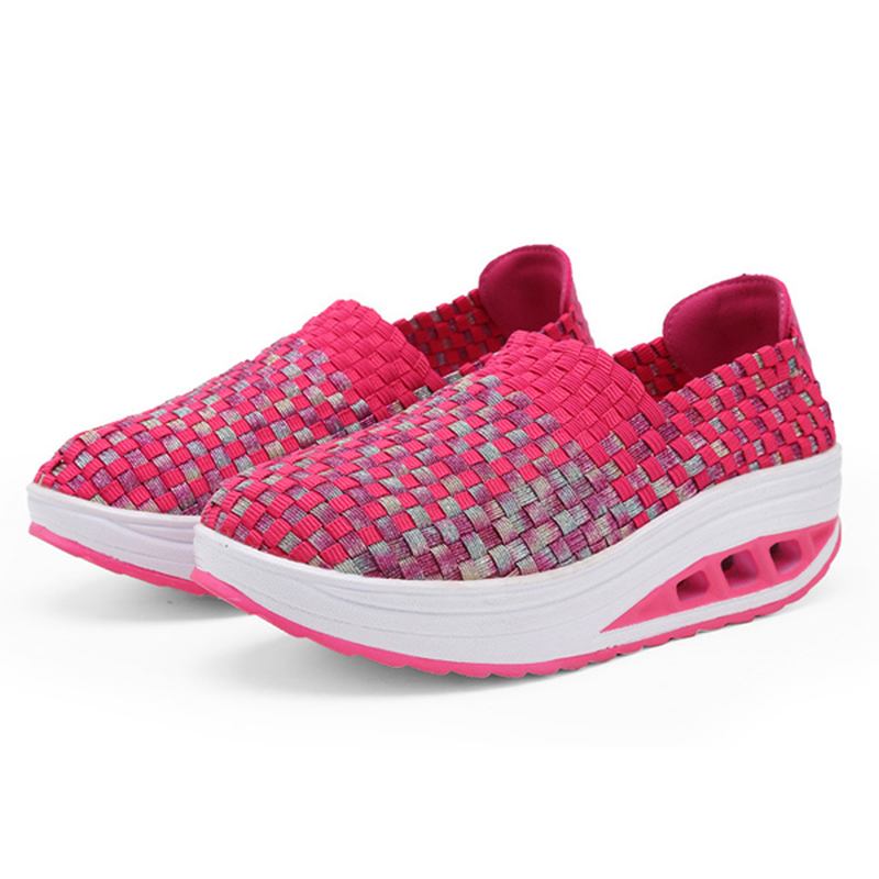 Färgglada Rocker Sole Shoes Handgjorda Stickade Shake Shoes Casual