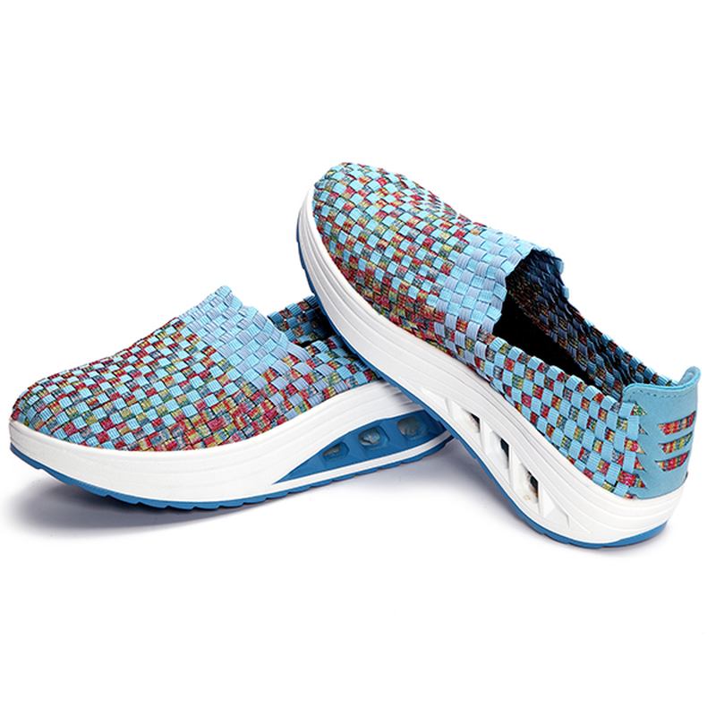 Färgglada Rocker Sole Shoes Handgjorda Stickade Shake Shoes Casual