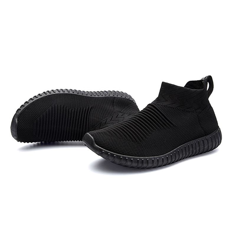 Män Bekvämt Stickat Tyg High Top Slip On Sneakers