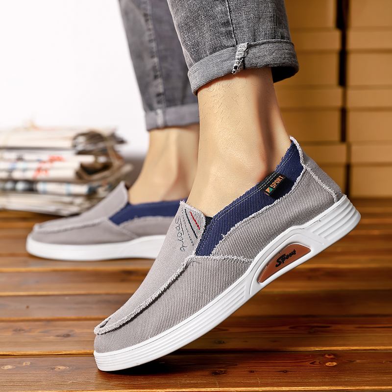 Män Canvas Andas Mjuk Sula Halkfri Brief Court Casual Walking Shoes