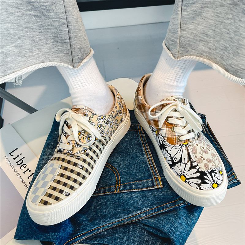 Män Canvas Andas Sula Vintage Blommönster Casual Court Skor