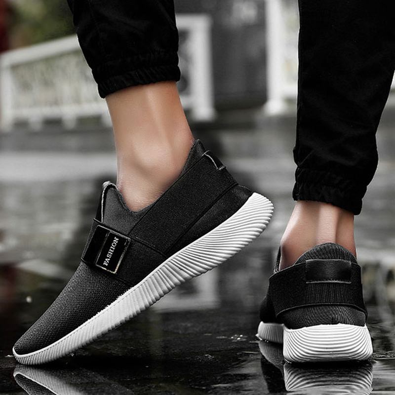 Män Casual Tyg Elastisk Slip På Athletic Sneakers Sportskor
