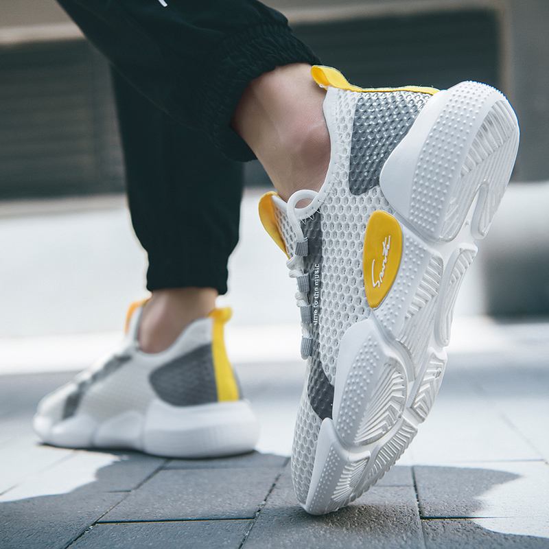 Män Colorblock Mesh Tyg Andas Sport Casual Running Sneakers