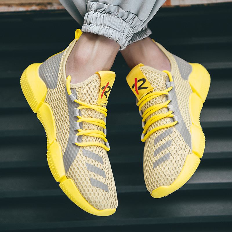Män Colorblock Mesh Tyg Andas Sport Casual Running Sneakers