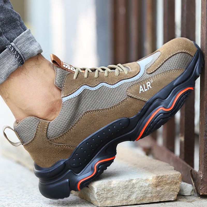Män Kohud Lättvikts Andas Anti-puncture Outdoor Working Labor Safety Shoes