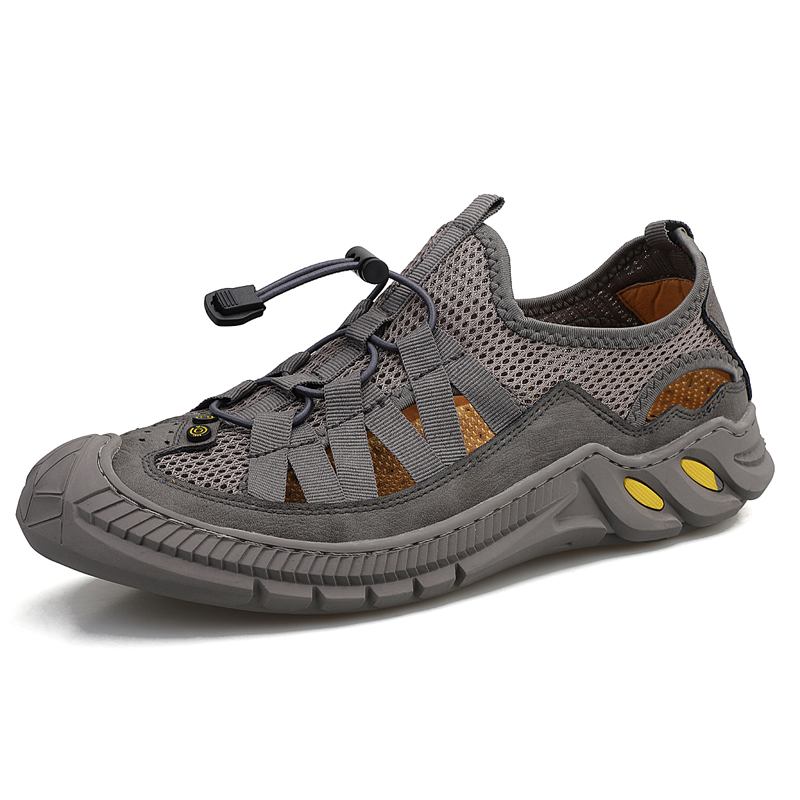 Män Läder Mesh Andas Halkfri Mjuk Botten Utomhus Casual Skor