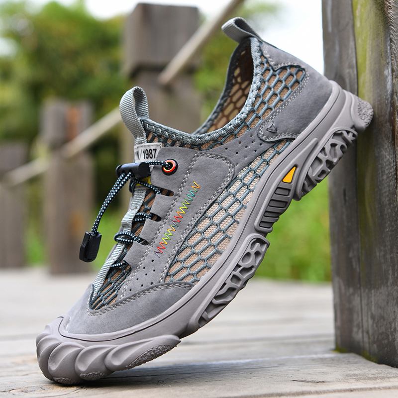 Män Mesh Toe Protected Andas Halkbeständiga Mjuka Casual Skor