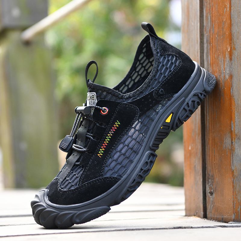 Män Mesh Toe Protected Andas Halkbeständiga Mjuka Casual Skor