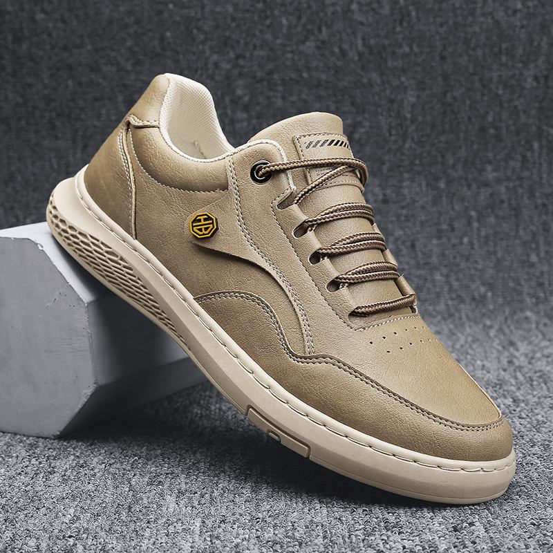 Män Microfiber Läder Andas Mjuk Sula Halkfri Fjäder Low-top Sportskor