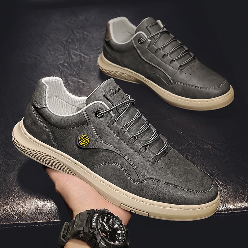 Män Microfiber Läder Andas Mjuk Sula Halkfri Fjäder Low-top Sportskor
