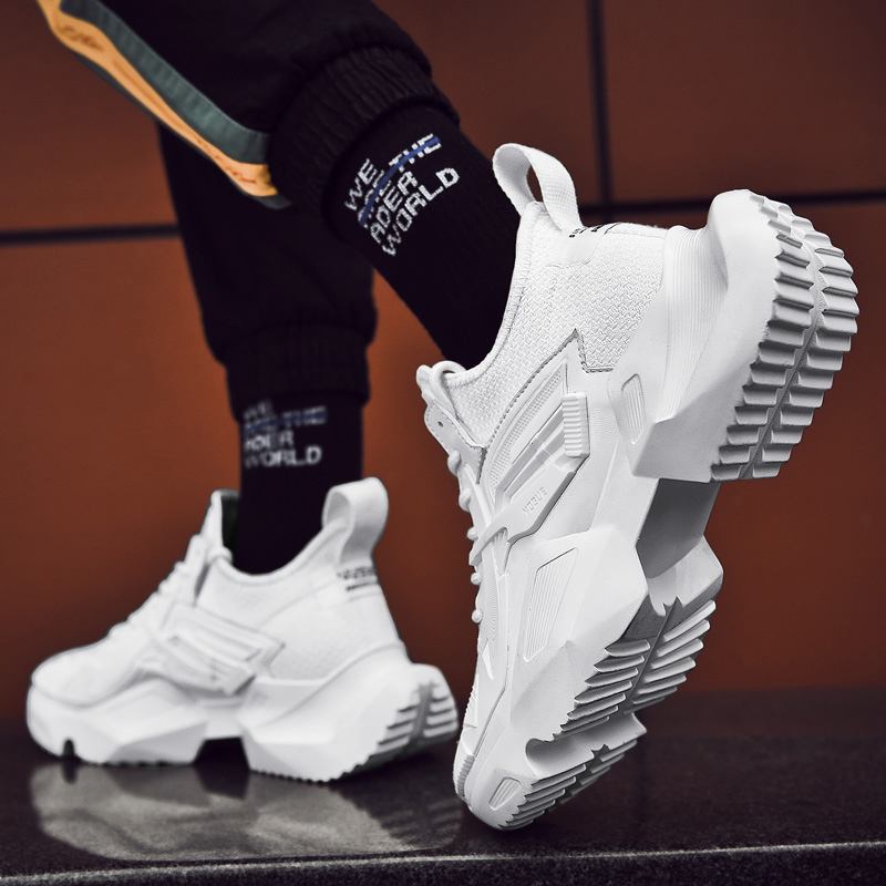 Män Snygg Andande Tyg Splicing Slip Ressiatnt Casual Sports Sneakers