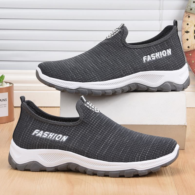 Män Tyg Andas Mjuk Botten Lätt Slip On Casual Sportskor
