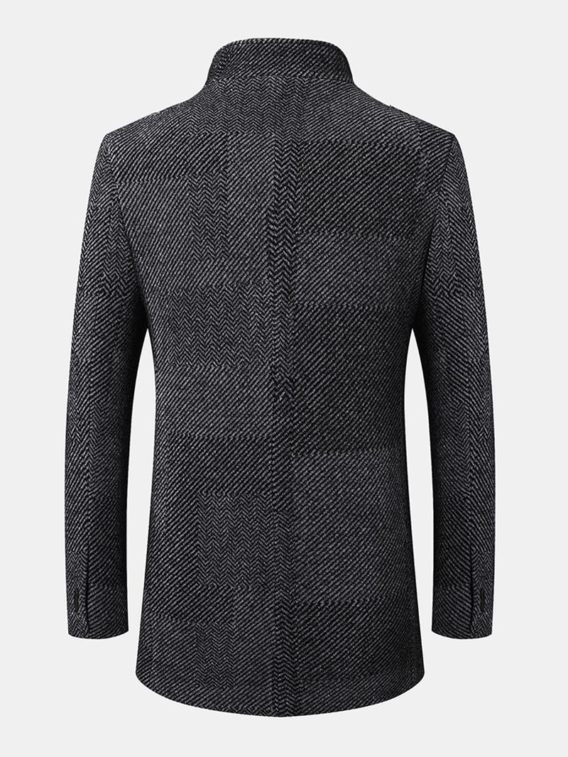 Enkelknäppt Platt Krage För Män För Företagsylle Trenchcoats Med Halsduk