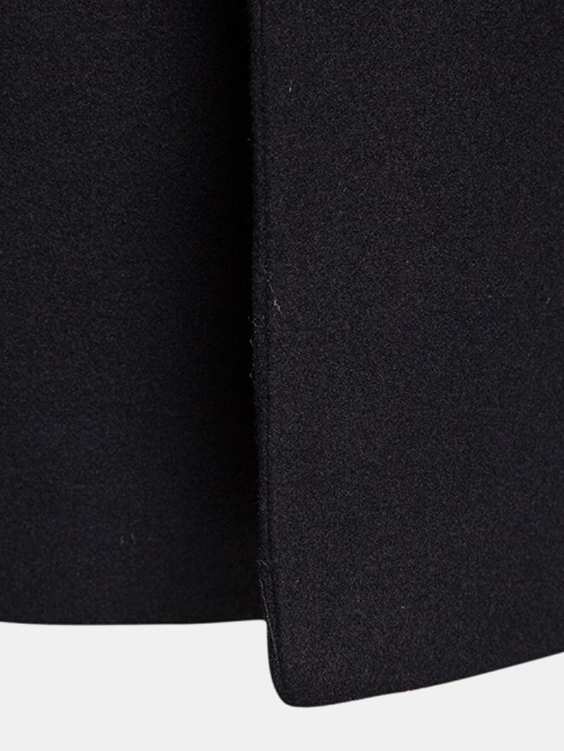 Herr Svart Enkelknäppt Medellånga Ficka Lapel Business Trench Coats