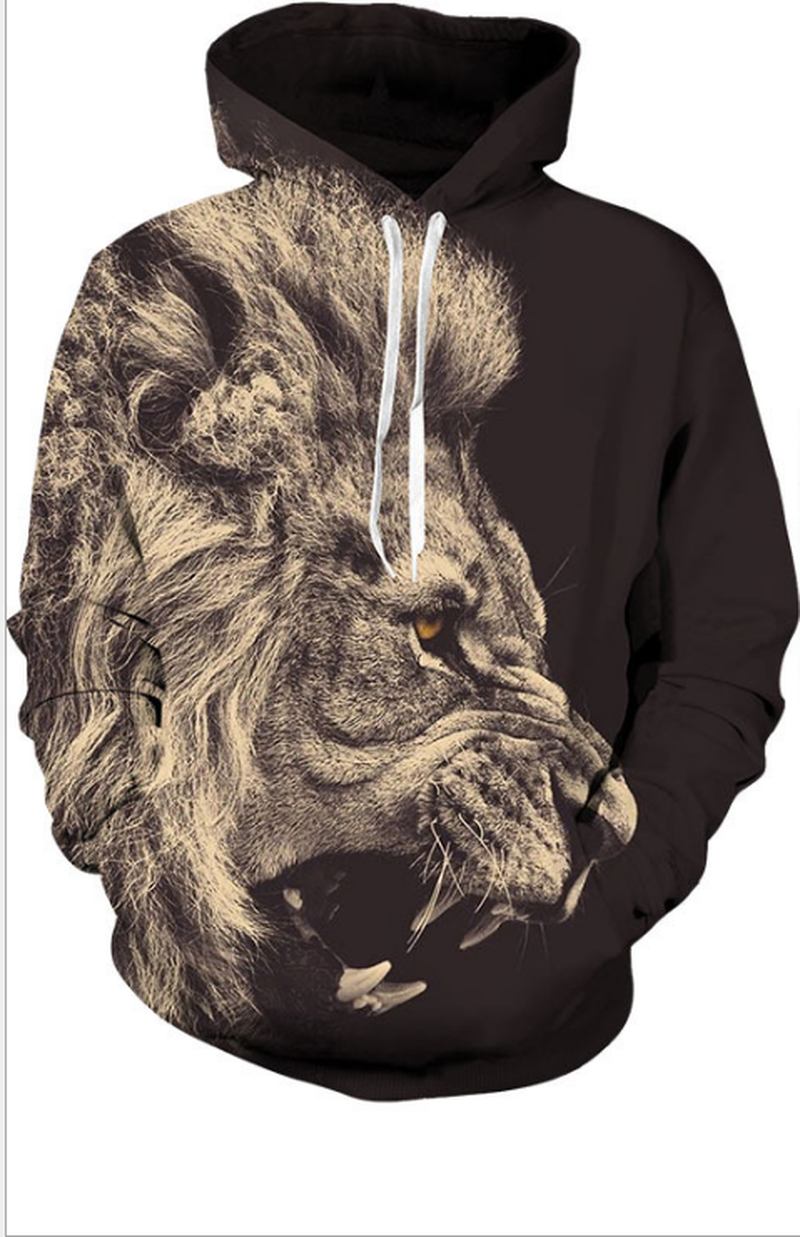 3d Digital Med Tryck Animal Lion Sweatshirt Sweatpants