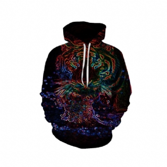 Animal Lion Face D Med Tryck Hoodie För Män Mode Höst