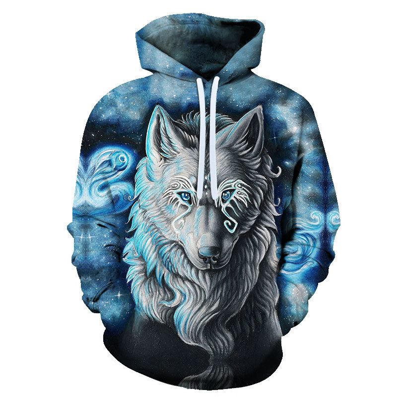 Animal Wolf 3d Digitaltryck För Män Och Kvinnor Loose Sports Hoodie Tröja