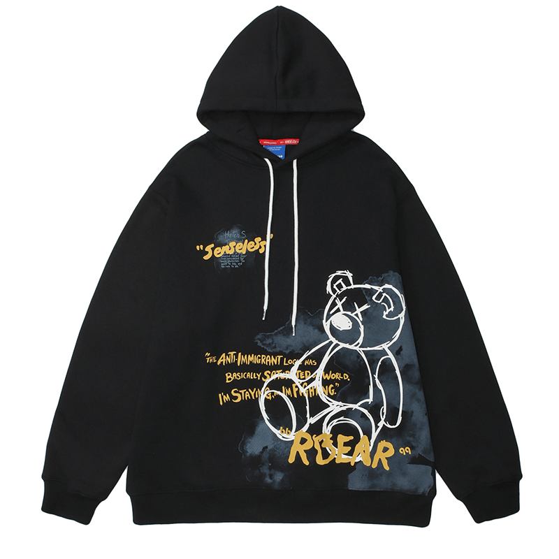 Bear Graphic Med Tryck Hoodie