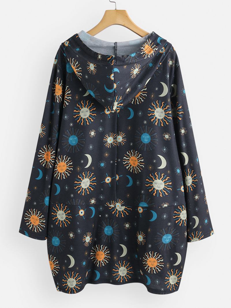 Casual Med Tryck Solor System Långärmad Overhead Hoodies Sweatshirts