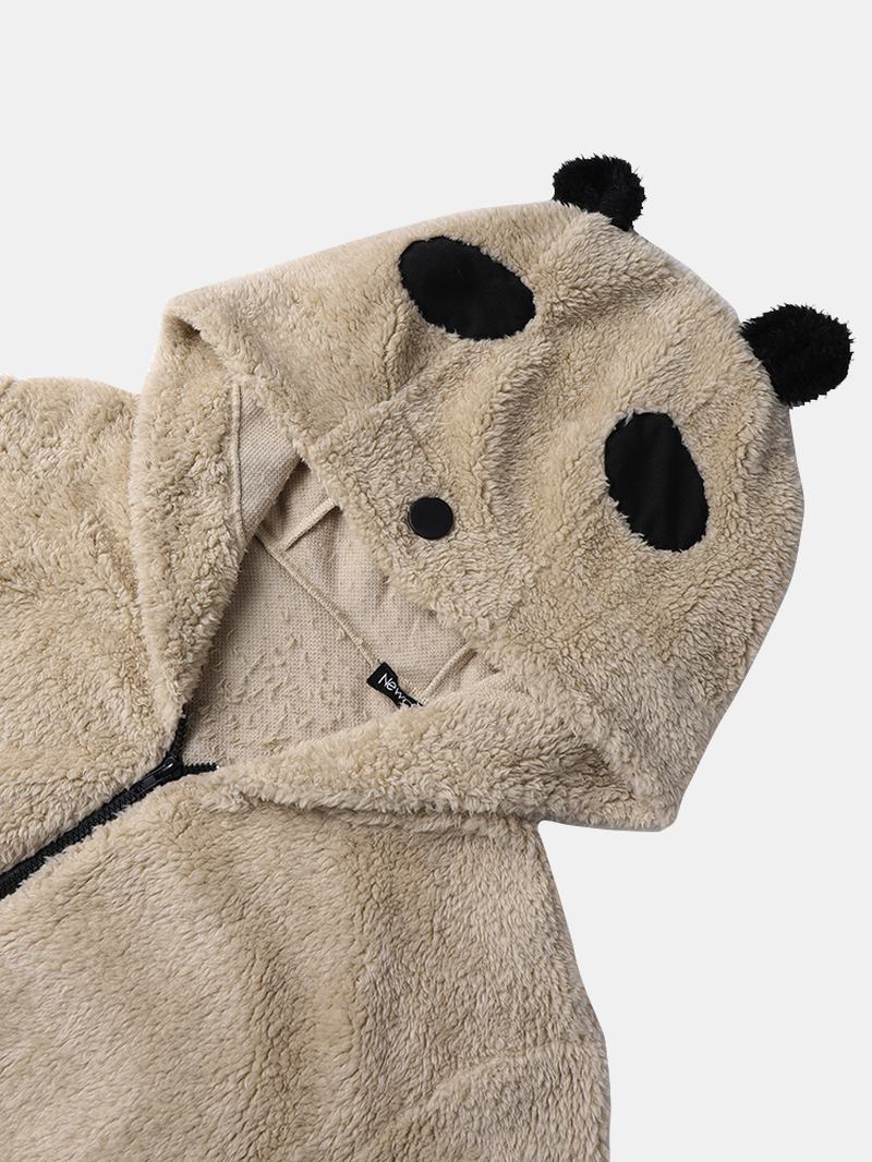 Dam Plysch Panda Pocket Långärmad Casual Hood Sweatshirts