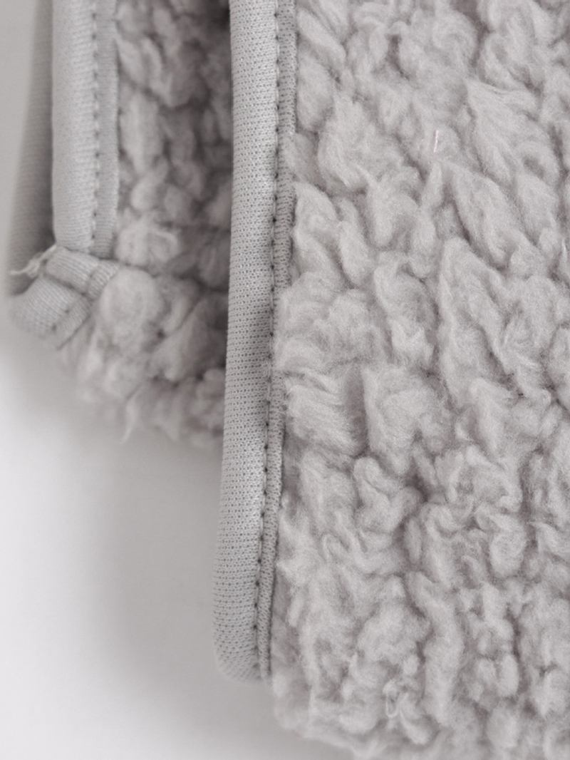 Damer Casual Fleeceknapp Hög Krage Patchwork Sweatshirt