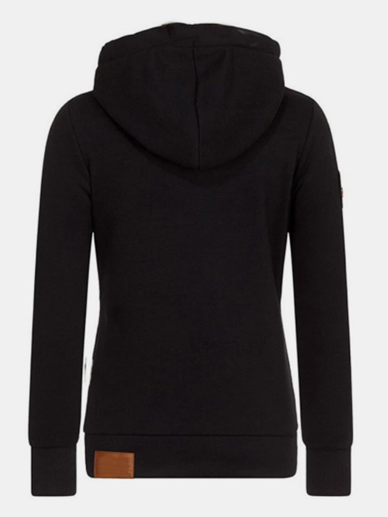 Damsömmar Långärmad Turtleneck Casual Huvtröjor Med Dragsko