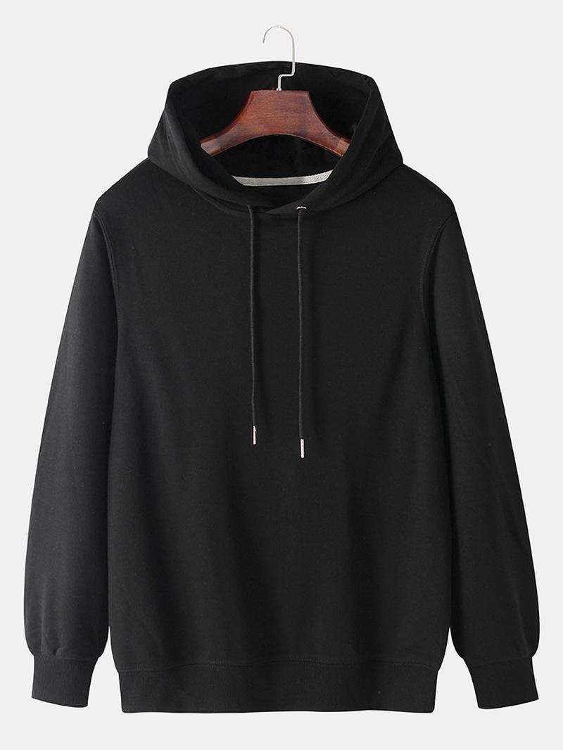 Herr Bomull Tecknad Katt Med Tryck Drop Shoulder Långärmad Hoodies Med Dragsko