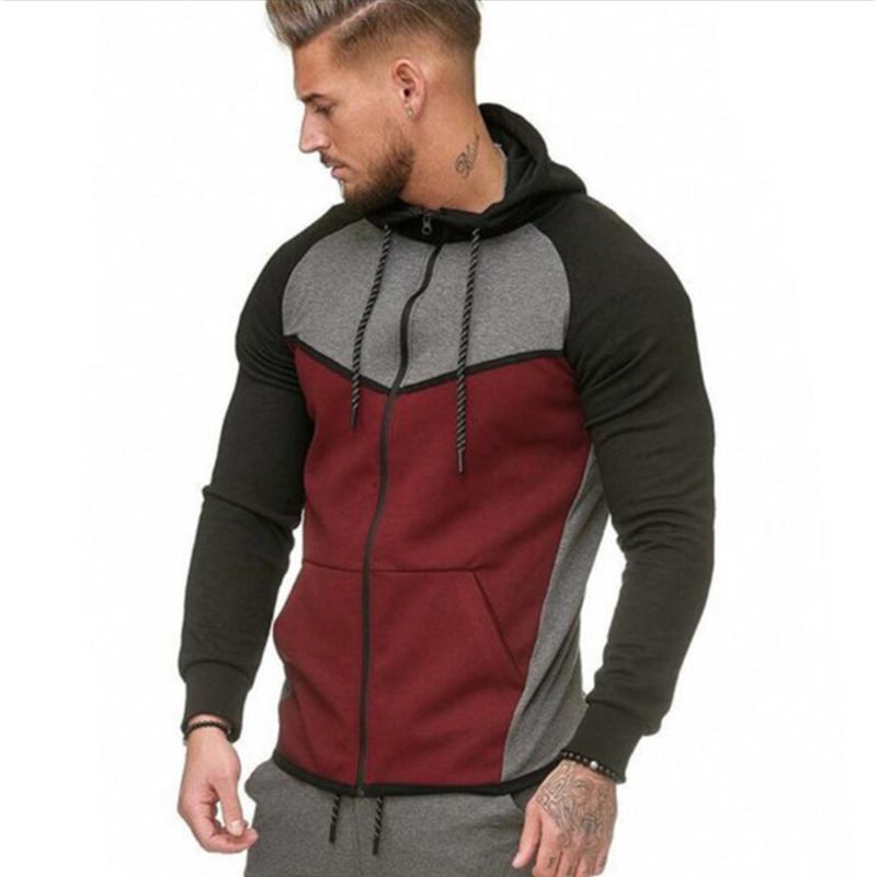 Herr Colorblock Fitness Sport Cardigan Sweater Hoodie Top