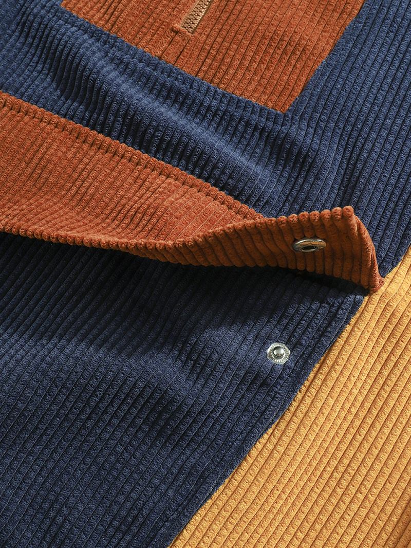 Herr Designer Patchwork Manchester Hoodies Med Halv Knapp
