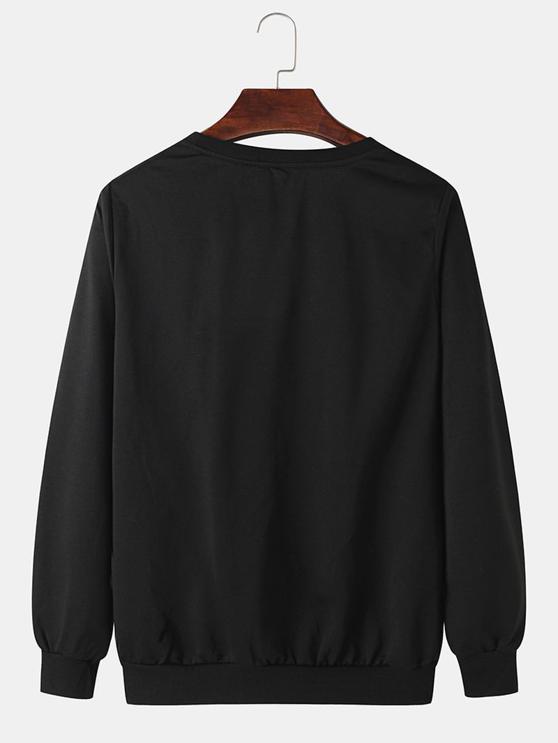 Herr Rose Med Tryck Rundhalsad Tröja Långärmad Simple Cotton Sweatshirts