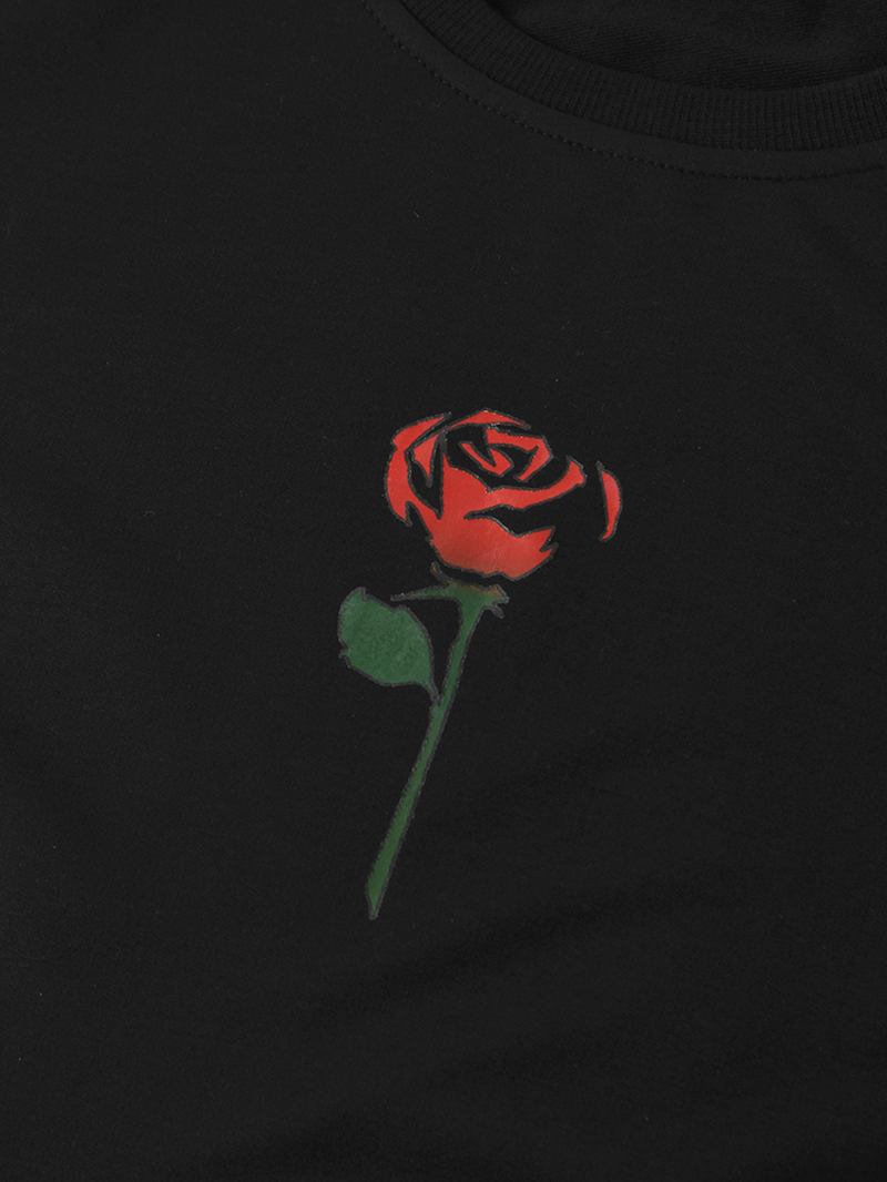 Herr Rose Med Tryck Rundhalsad Tröja Långärmad Simple Cotton Sweatshirts