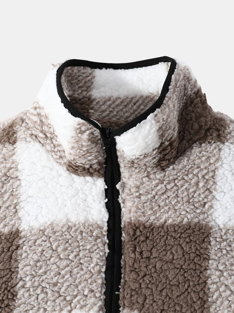 Herr Teddy Pullover Lös Halv Zip Dragsko Nedslag Lapel Pullover Sweatshirt