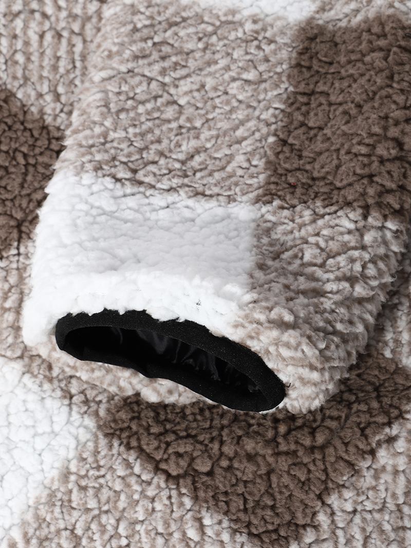 Herr Teddy Pullover Lös Halv Zip Dragsko Nedslag Lapel Pullover Sweatshirt