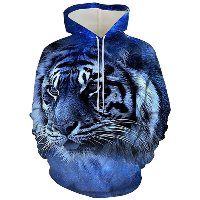 Herr Tiger Series 3d Med Tryck Hood Loose Sweater