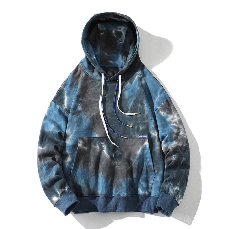 Hög Gram Hooded Tie Dye Sweatshirt Hip Hop Lös