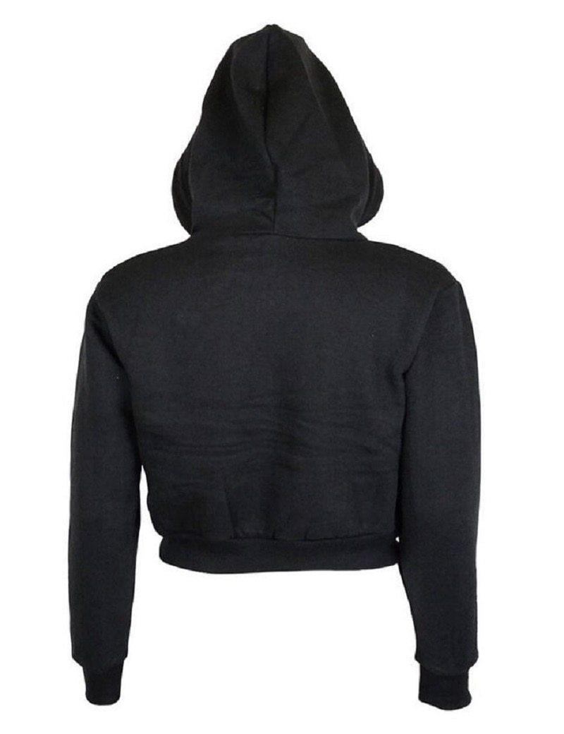 Höst Kvinnor Luvtröjor Solid Crop Luvtröja Långärmad Tröja Huvtröja Kappa Casual Sweatshirt Topp Sudaderas