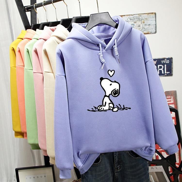 Höst Vinter Sweatshirt Kvinnor Långärmad Rolig Hund Mönster Tryck Hoodie