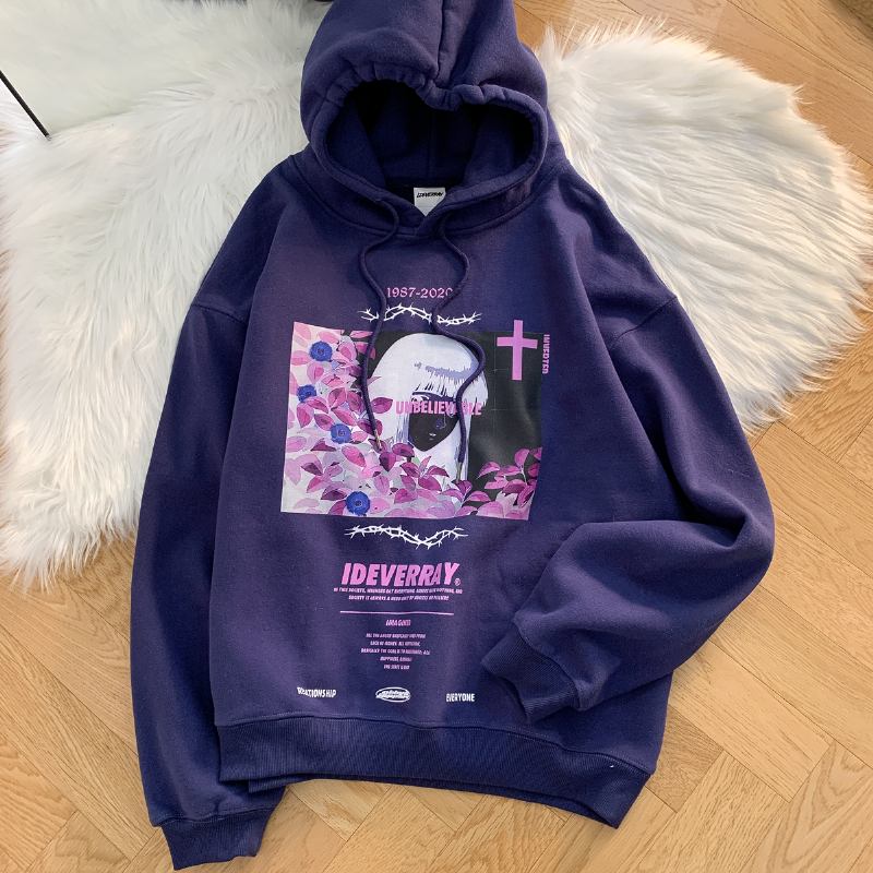 Jojo Har Väntat På National Tide High Street Rose Girl Huvtröja För Män Och Kvinnor Tide Loose Med Tryck Hoodies Par