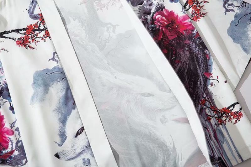 Källa Japansk Ukiyo-e Road Robe Kimono Trekvartsärm Lös Uppknäppt Trendig Mantelskjortajacka