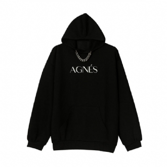 Koreansk Stil Lös Kedja Design Sense Wild Letter Par Hood Sweater